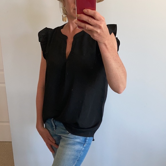 Black Ruffle Sleeve Blouse - Picture 6 of 10